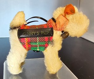 Vintage Vouge Steiff Ginny's Pup Mohair White Terrier Dog 1950s W/ Leash & Bell