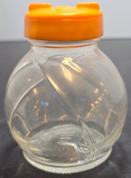 Vintage Retro Mid Century Glass Pepper Shaker Orange Plastic Lid