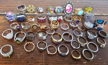 Lot Of Almost 50 Costume Jewelry Rings