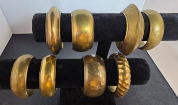 Lot Of 8 Vintage Brass Bangle Bracelets