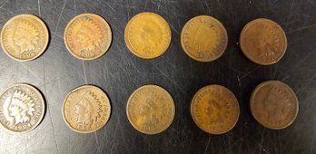 Lot Of 10 Indian Head Pennies