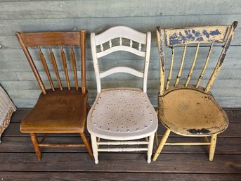 3 Antique Wood Chairs