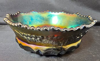 Northwood Carnival Glass Grape Cable Bowl 5' X 2'