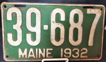 Maine 1932 License Plate 39-687