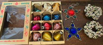 Lot Of Vintage Christmas Ornaments Shiny Brite