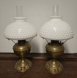 Pair Of Antique Bradley & Hubbard Hurrican Oil Lamps