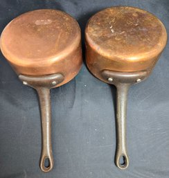 Pair Of Vintage  Baumalu French Copper Saucepans