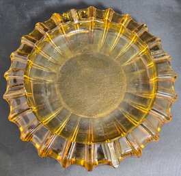 Vintage Mid Century Amber Glass 10' Ashtray Believe Made By Blenko Glass