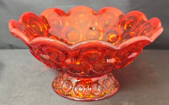 Mid Century Orange Viking Glass 6' Pedestal Bowl