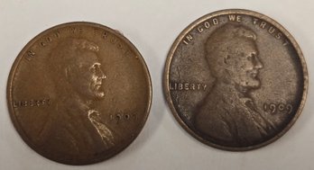 2 Pennies From 1909 1st Year Of The Lincoln Penny 1 VDB