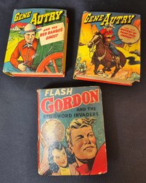 Lot Of 3 Vintage Big Little Books Flash Gordon & Gene Autry