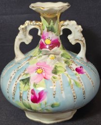 Beautiful Vintage Hand Painted Nippon Floral Vase 4.5' Tall