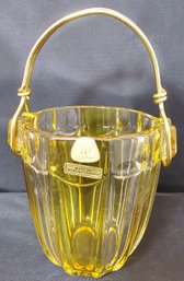 Vintage Kristall Glass Ice Bucket Yellow & White Glass Made In Western Germany