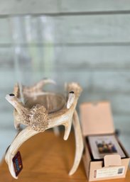 Decorative Deer Antler Candle Holder & Longaberger Candle