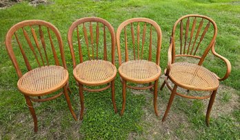 4 Vintage Cain Seat Chairs