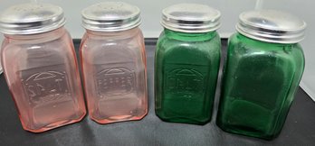 Salt & Pepper Shakers 2 Sets Of Colored Glass Modern Shakers