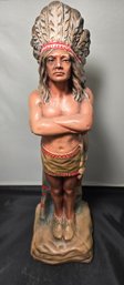 Vintage 1960's 70's Hand Painted Ceramic Indian Chief Figure 15'