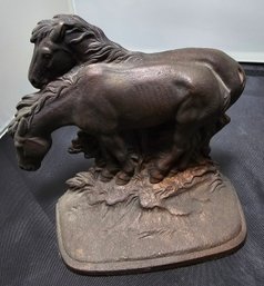 Vintage Cast Iron 2 Horse Bookends