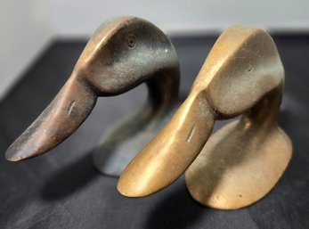 Brass Duck Head Book Ends