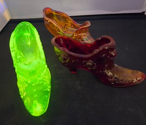 3 Colored Glass Shoes