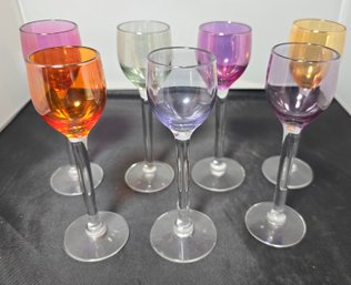 7 Colorful Stemmed Glass Cordial Glasses