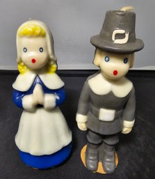 Vintage Gurley Thanksgiving Candles Pilgrim Boy & Girl Never Lit