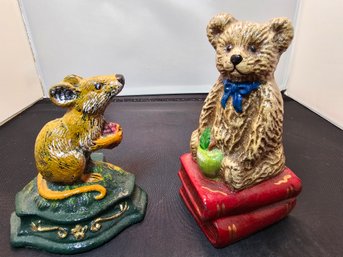 2 Animal Cast Iron Doorstops