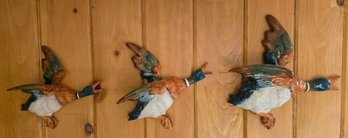 SET OF 3 VINTAGE BESWICK WALL MOUNTED FLYING MALLARDS - DUCKS - 596-1/2/3