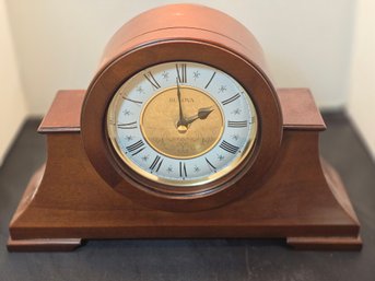 Bulova Mantle Clock Walnut Wood Westminster Chime