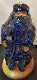 13' Tall Ceramic Blue Santa