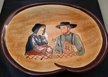 Pennsbury Pottery 12' Oval Serving Bowl Amish Couple