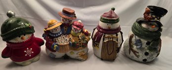 Christmas Winter Snowmen Cookie Jar Lot