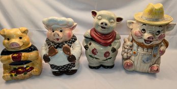 4 Pig Cookie Jar Lot