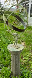 Vintage Swedish Bronze Iron Garden Armillary Sphere Hercules Lawn & Garden Decor