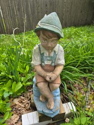 Lawn & Garden Cement Sculpture Decor Little Boy Holding Fishing Pole