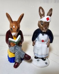 Royal Doulton Rabbit Figurines Nurse & Gramp's Story  Bunnykins