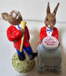 Royal Doulton Rabbit Figurines Drum-major & Happy Birthday Bunnykins