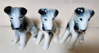 3 Vintage Porcelain Terrier 6' Dogs