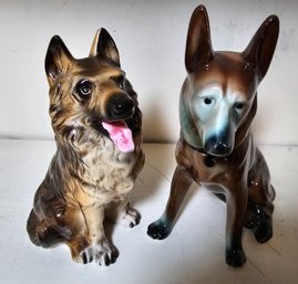 Pair Of Vintage Porcelain Dogs Figures