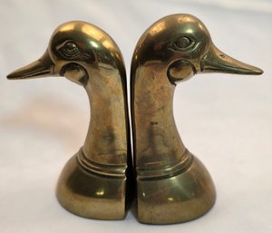 Pair Of Brass Duck Head Bookends