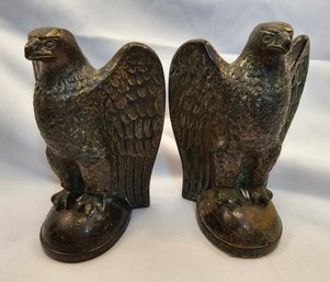 Vintage Bronze Sitting Eagle Bookends