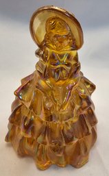 Vintage Iridescent Amber Art Glass Southern Bell Lady