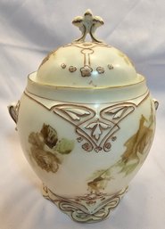 Vintage German Old Ivory Silesia Ohme Porcelain Covered Jar