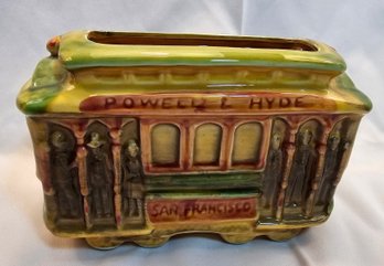 TROLLY CAR TRAIN SAN FRANCISCO 514 CERAMIC CACTUS PLANTER SNCO IMPORTS JAPAN