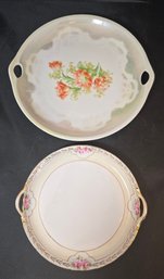 2 Vintage Hand Painted Porcelain Cake Plates Nippon