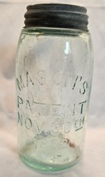 Antique Hero Cross Mason's Jar Patent Nov 30th 1858