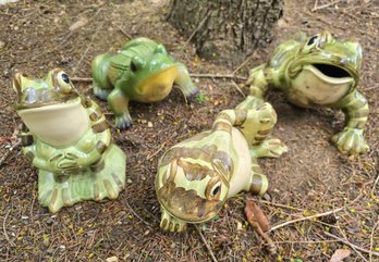 Lot Of 4 Ceramic Garden Lawn Frogs