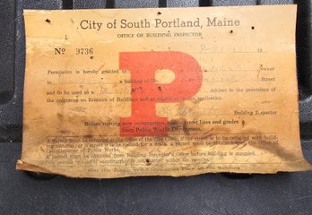 Vintage Building Permit Portland Maine 7-22-1955