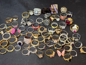 Lot Of 70 Costume Jewelry Rings