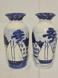 2 Vintage Shard Pottery 8' Vases